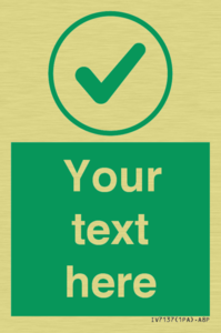 Custom green background, green tick in circle sign